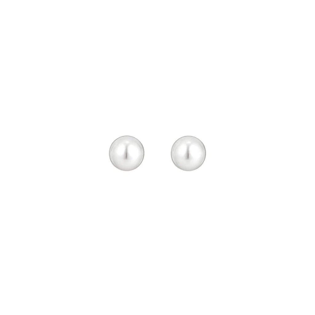 White Freshwater Cultured Pearl Stud Earrings in 14K White Gold (4.00 mm)