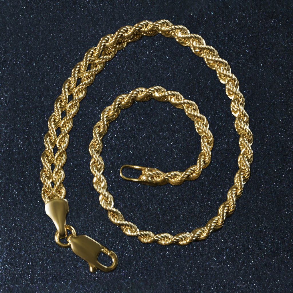 10K Yellow Gold Double Rope Chain Bracelet (2.10mm)