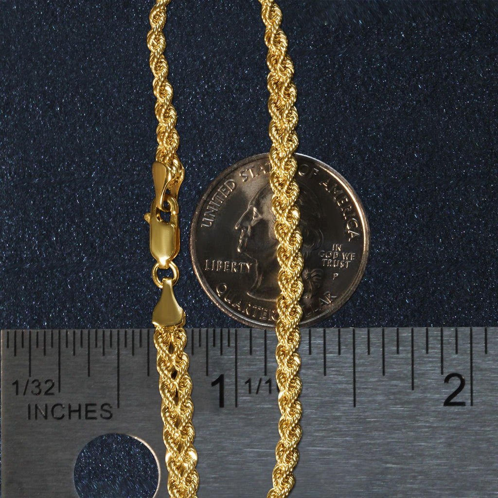 10K Yellow Gold Double Rope Chain Bracelet (2.10mm)