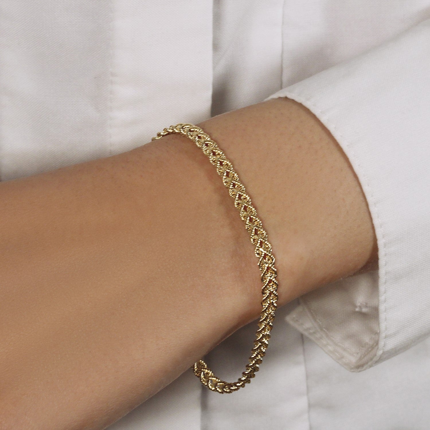 10K Yellow Gold Double Rope Chain Bracelet (2.10mm)