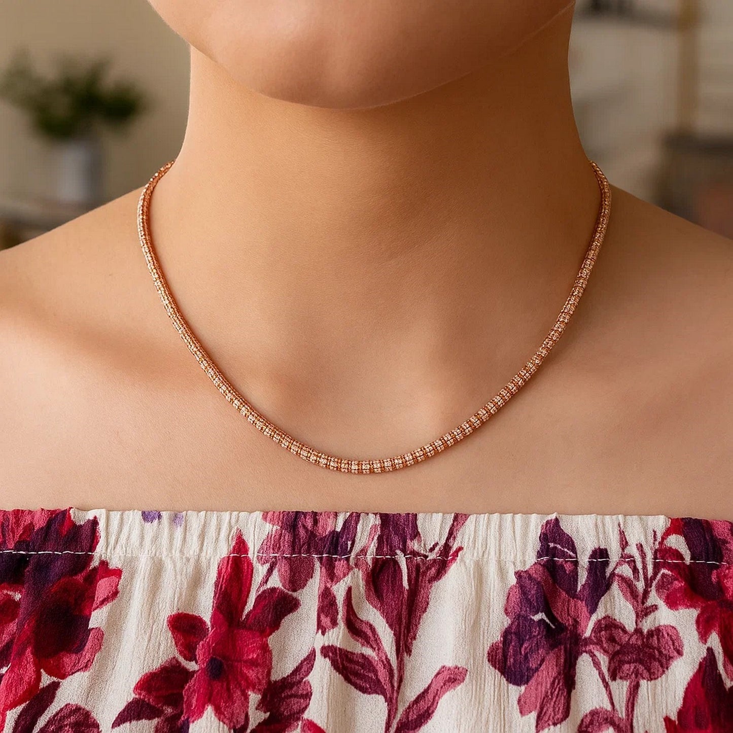 Ice Barrel Chain in 14k Rose Gold (3.1 mm)