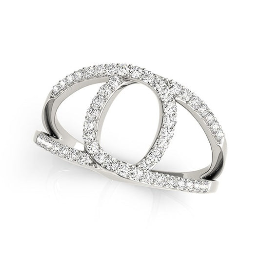 14K White Gold Diamond Loop Style Dual Band Ring (1/2 cttw) | True Pure Gold