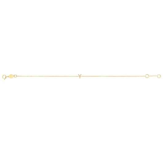14K Yellow Gold Mini Initial Y Bracelet