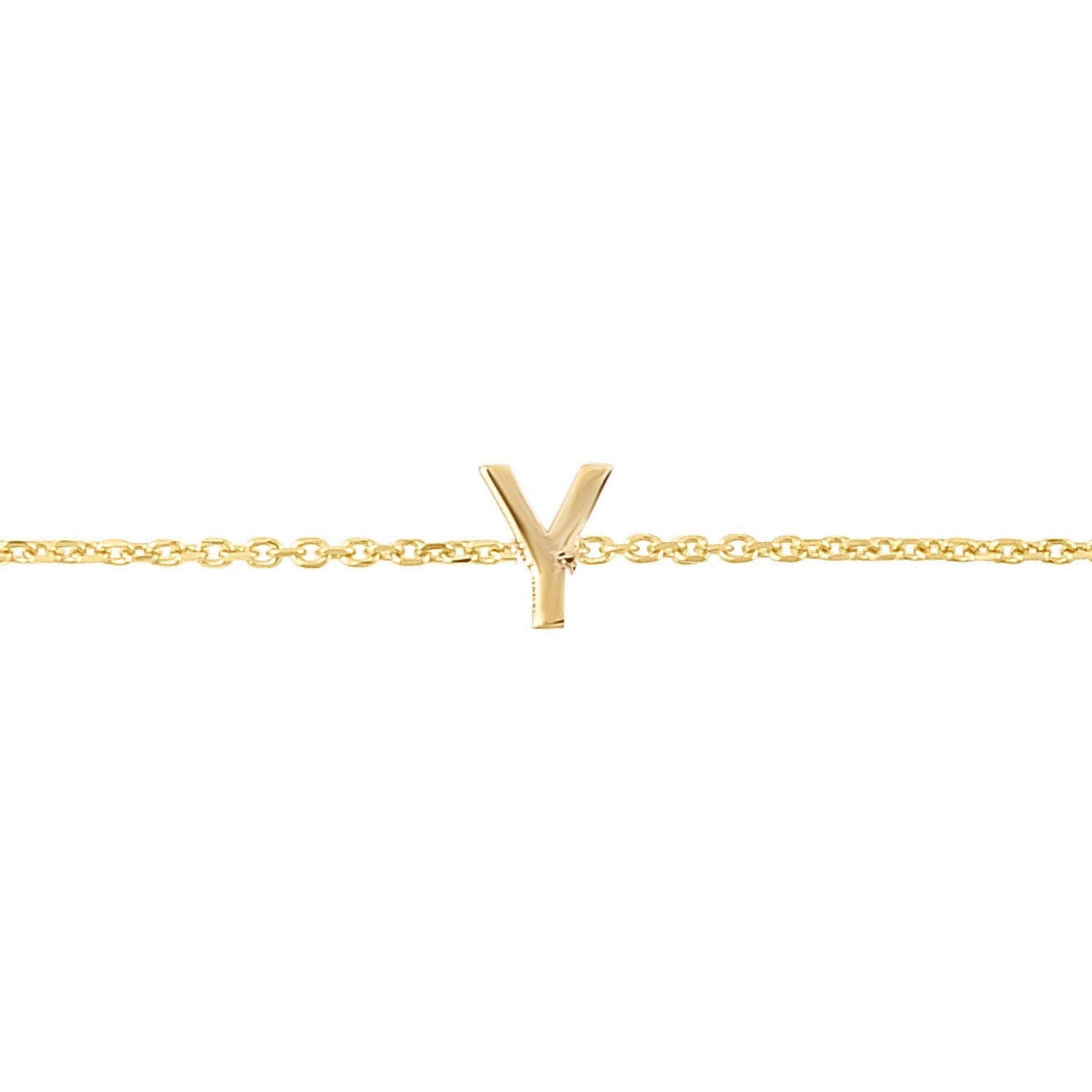14K Yellow Gold Women's Mini Initial Y Bracelet – 7 Inches – 14K Gold