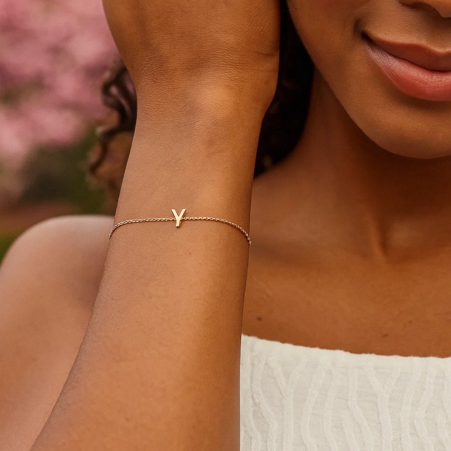 14K Yellow Gold Women's Mini Initial Y Bracelet – 7 Inches – 14K Gold