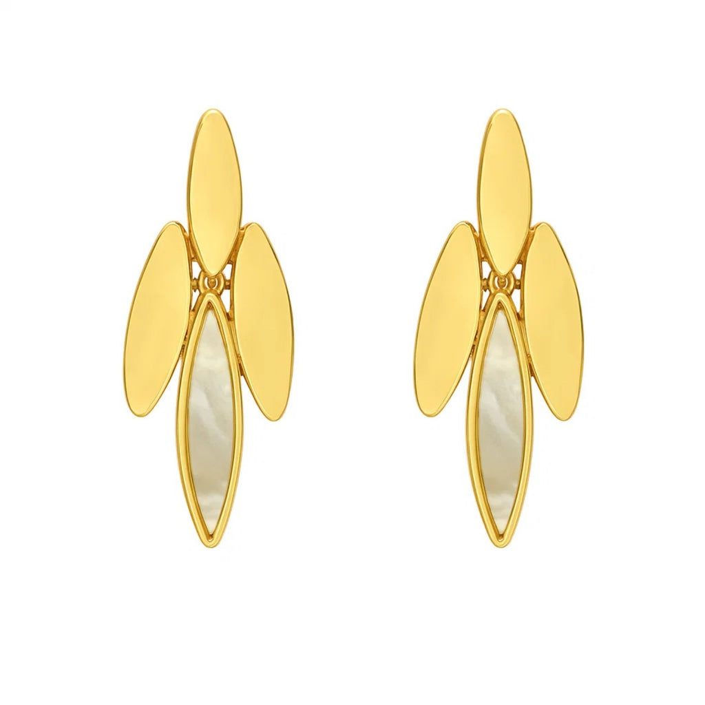 14K Yellow Gold Mother-of-Pearl Dangle Earrings