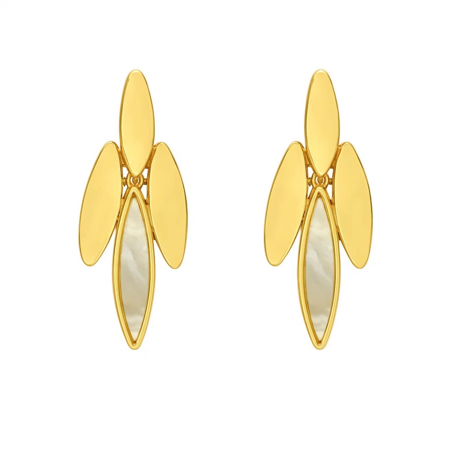 14K Yellow Gold Mother of Pearl Dangle Earrings