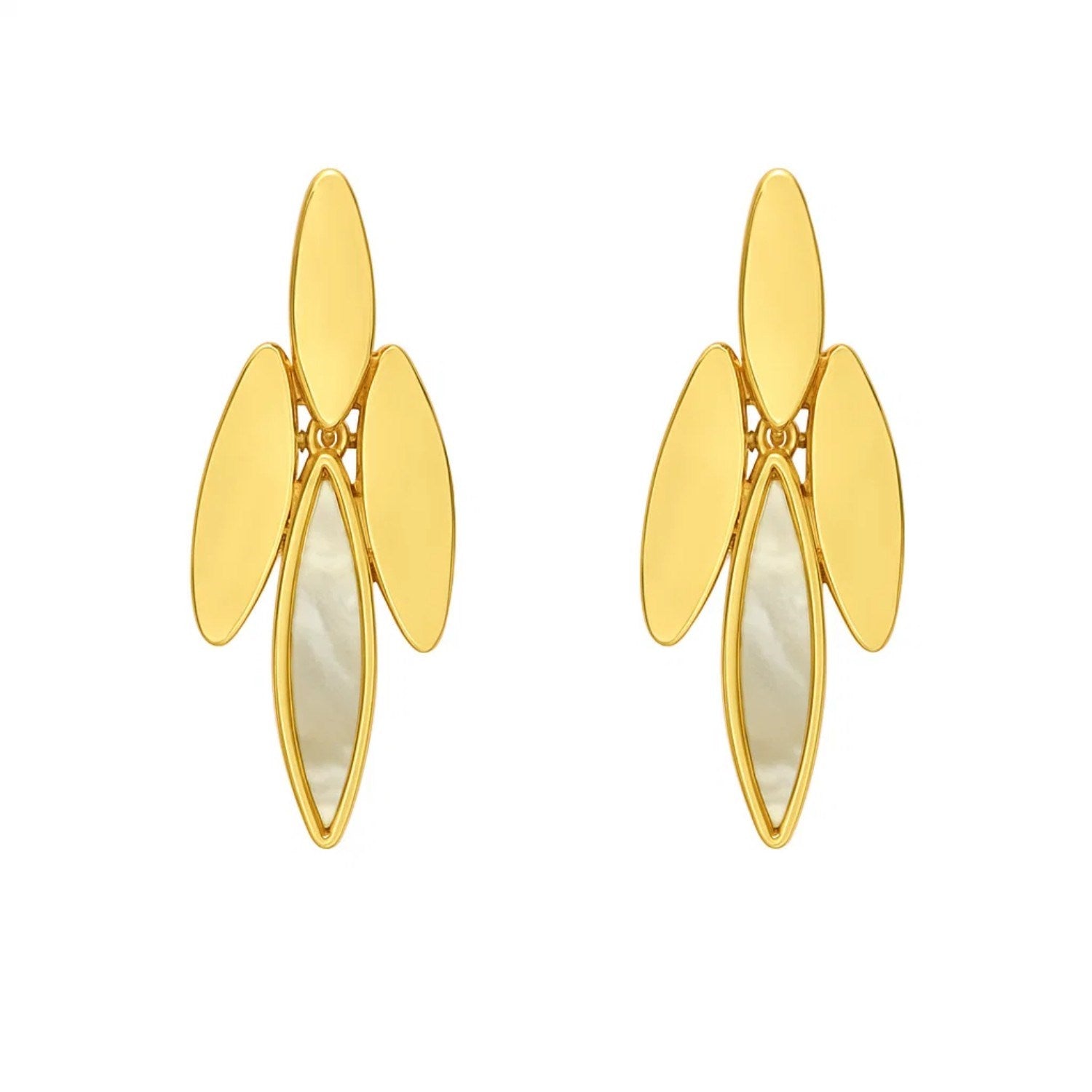 14K Yellow Gold Mother-of-Pearl Dangle Earrings