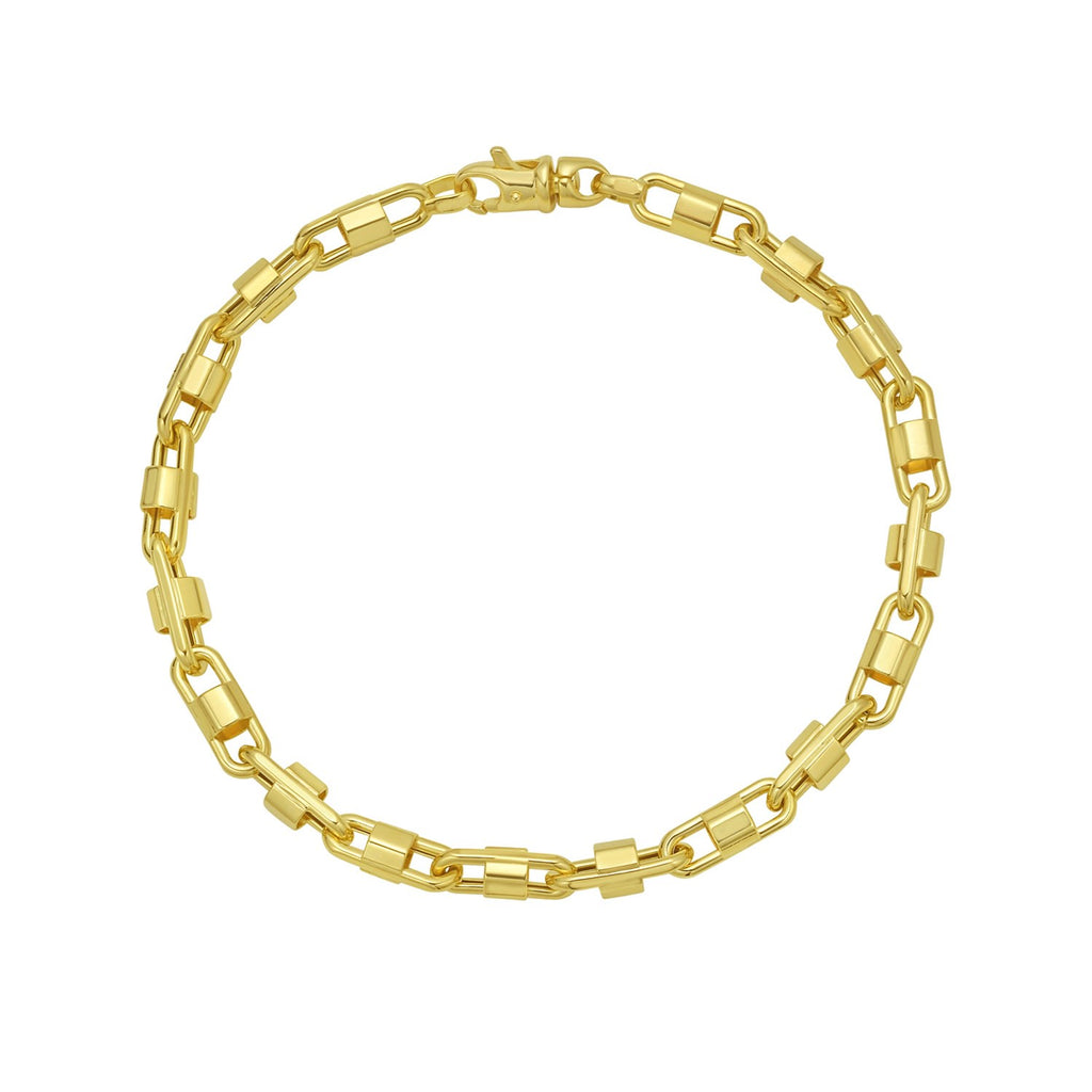 14K Yellow Gold Square Byzantine Chain Bracelet (2.00mm)