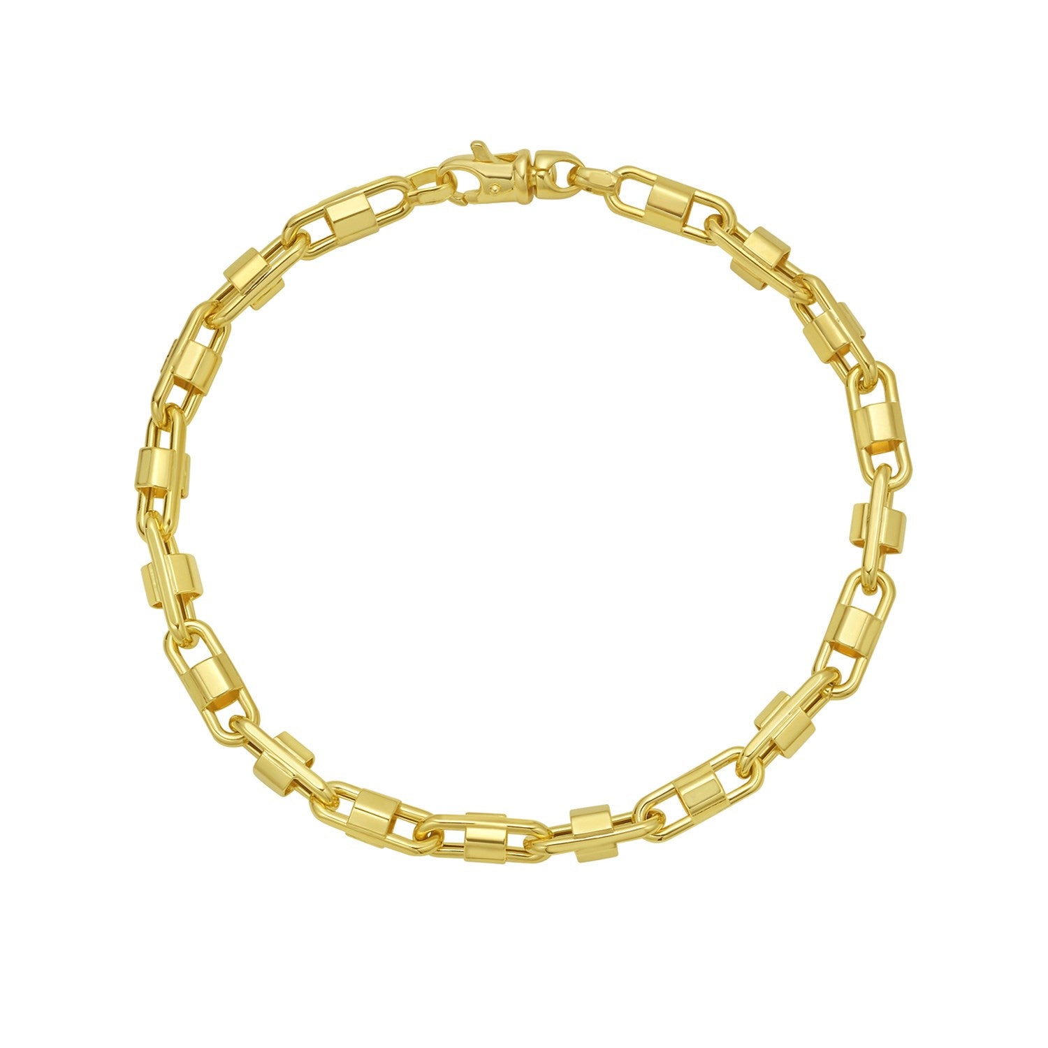 14K Yellow Gold Square Byzantine Chain Bracelet (2.00mm)