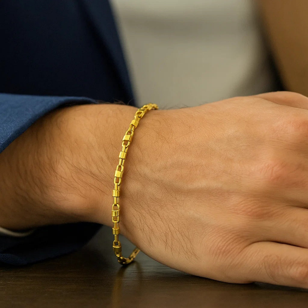 14K Yellow Gold Square Byzantine Chain Bracelet (2.00mm)