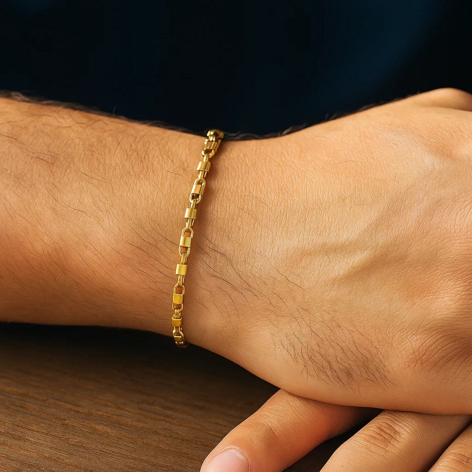 14K Yellow Gold Square Byzantine Chain Bracelet (2.00mm)