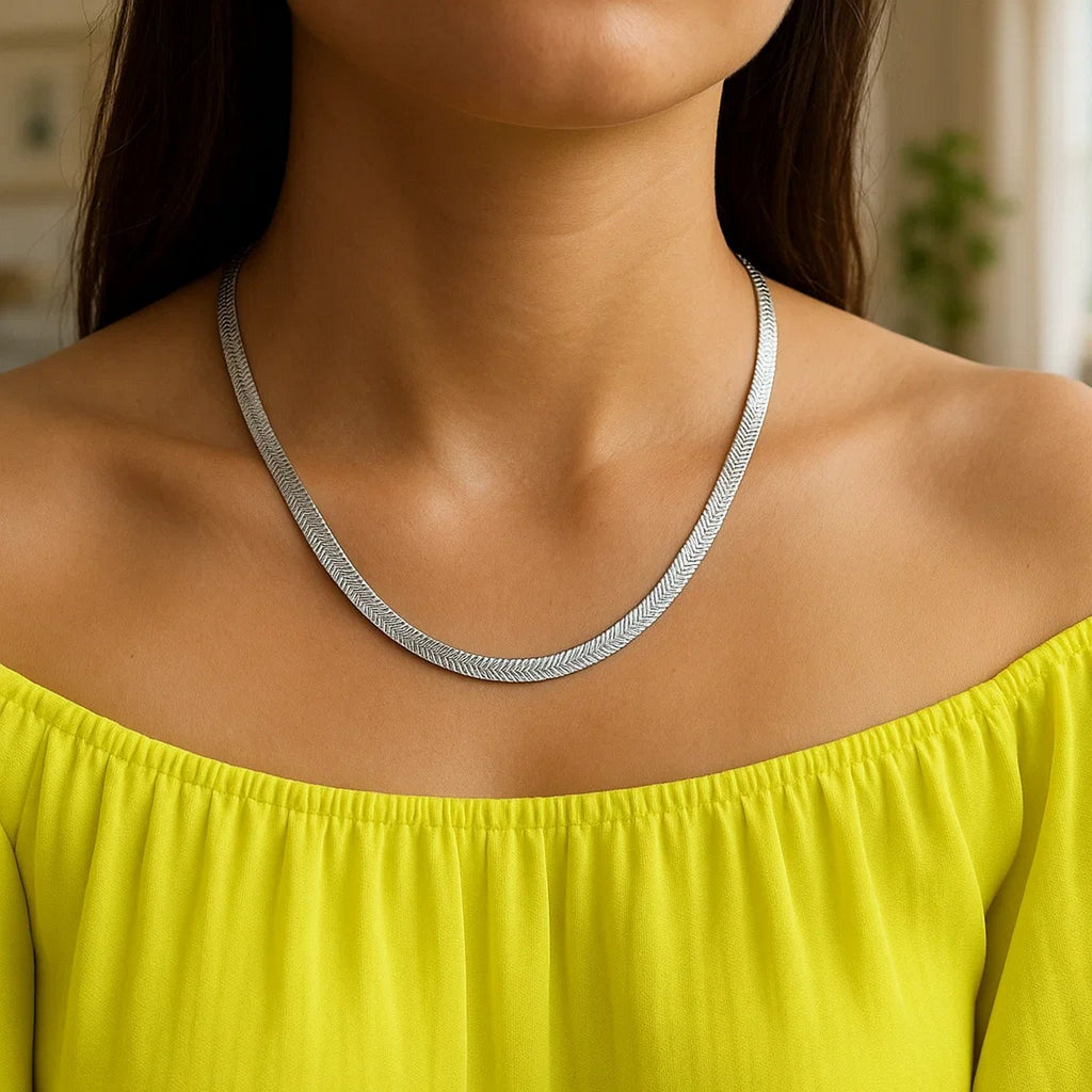 14K White Gold Super Flex Herringbone Chain 4.60mm | Bold Solid Gold