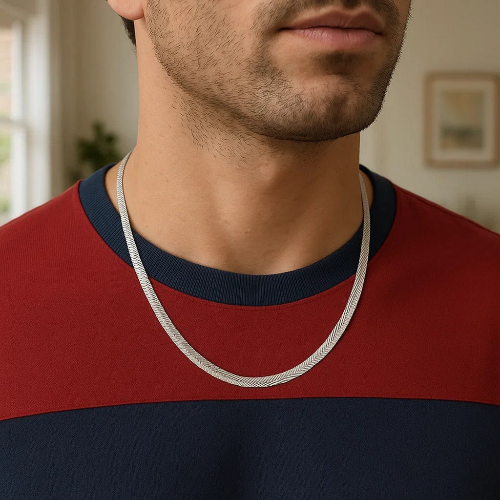 14K White Gold Super Flex Herringbone Chain 4.60mm | Bold Solid Gold