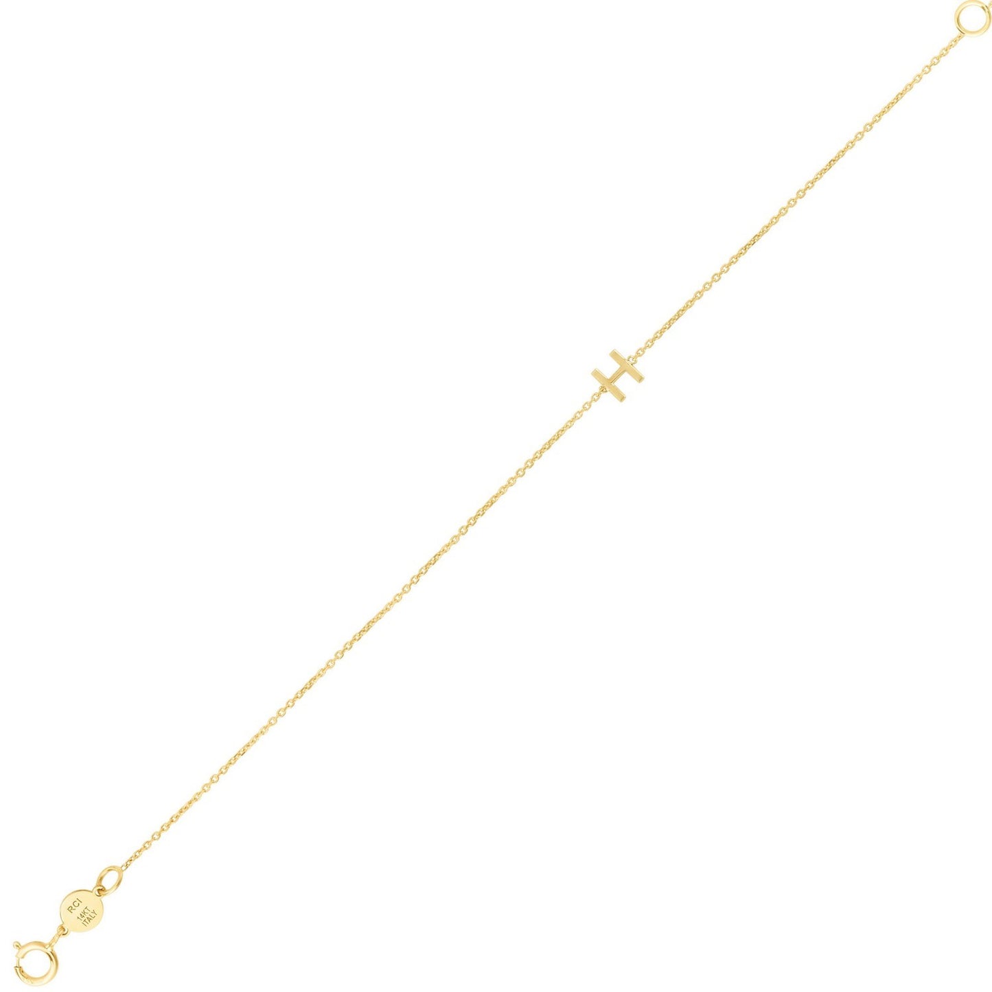 14K Yellow Gold Mini Initial H Bracelet