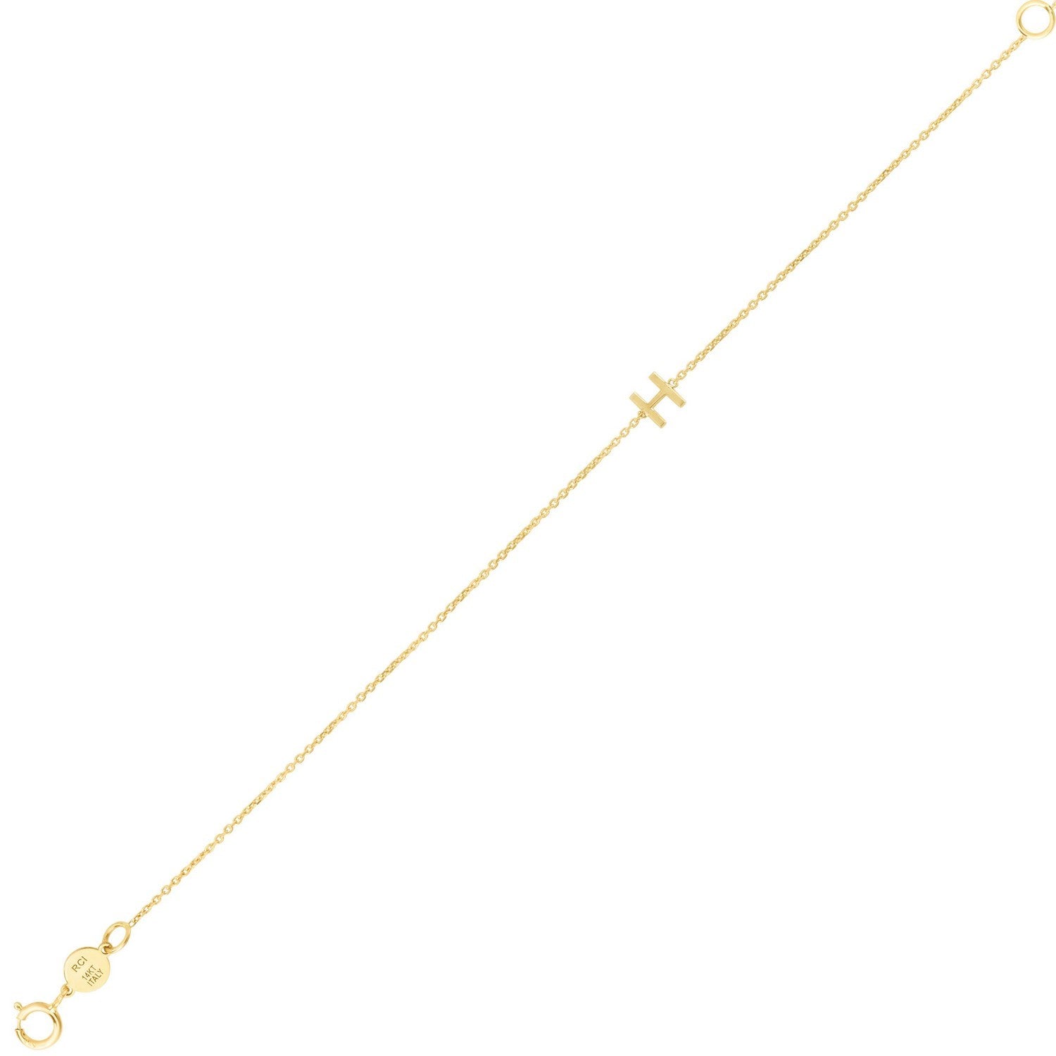 14K Yellow Gold Women's Mini Initial H Bracelet – 7 Inches – 14K Gold