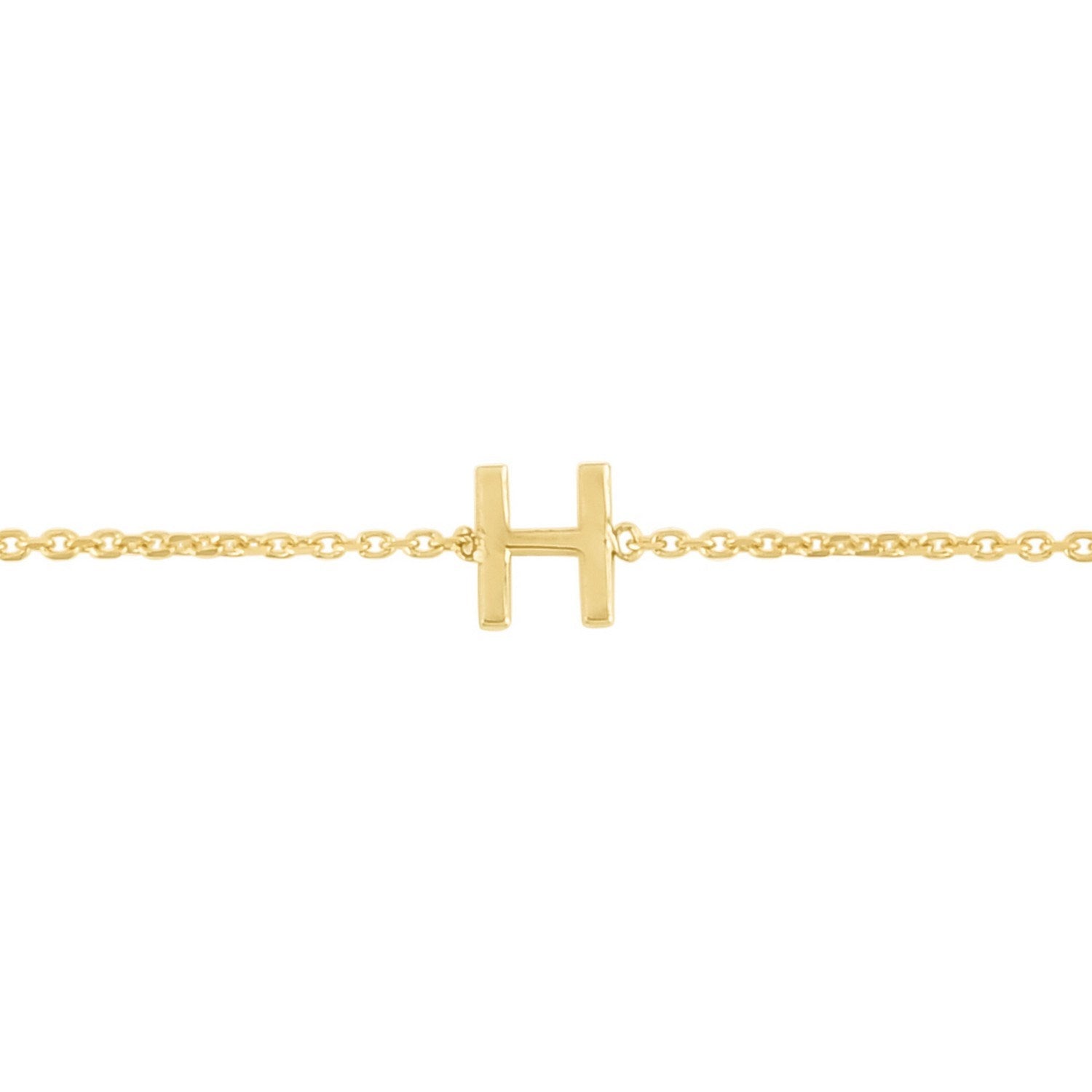 14K Yellow Gold Women's Mini Initial H Bracelet – 7 Inches – 14K Gold