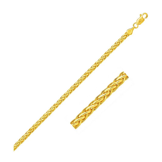 14K Yellow Gold Diamond Cut Round Franco Bracelet (4.10mm)