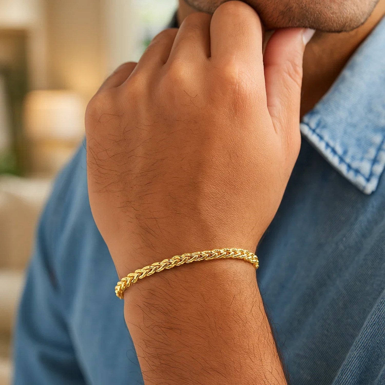 14K Yellow Gold Diamond Cut Round Franco Bracelet (4.10mm)