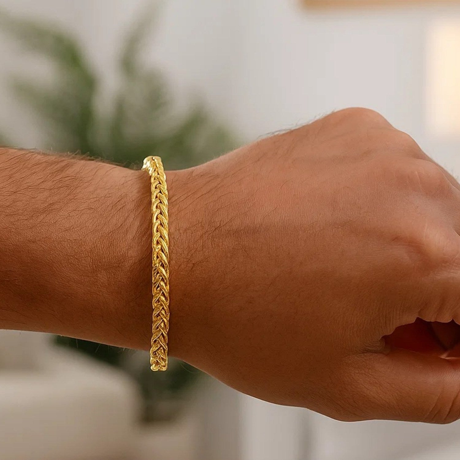 14K Yellow Gold Diamond Cut Round Franco Bracelet (4.10mm)
