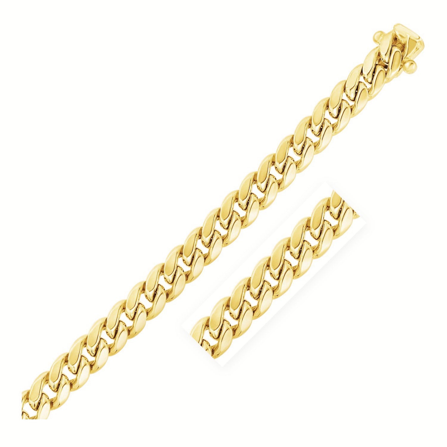 14K Yellow Gold Semi Solid Miami Cuban Chain Necklace (10.70mm) – True Pure Gold