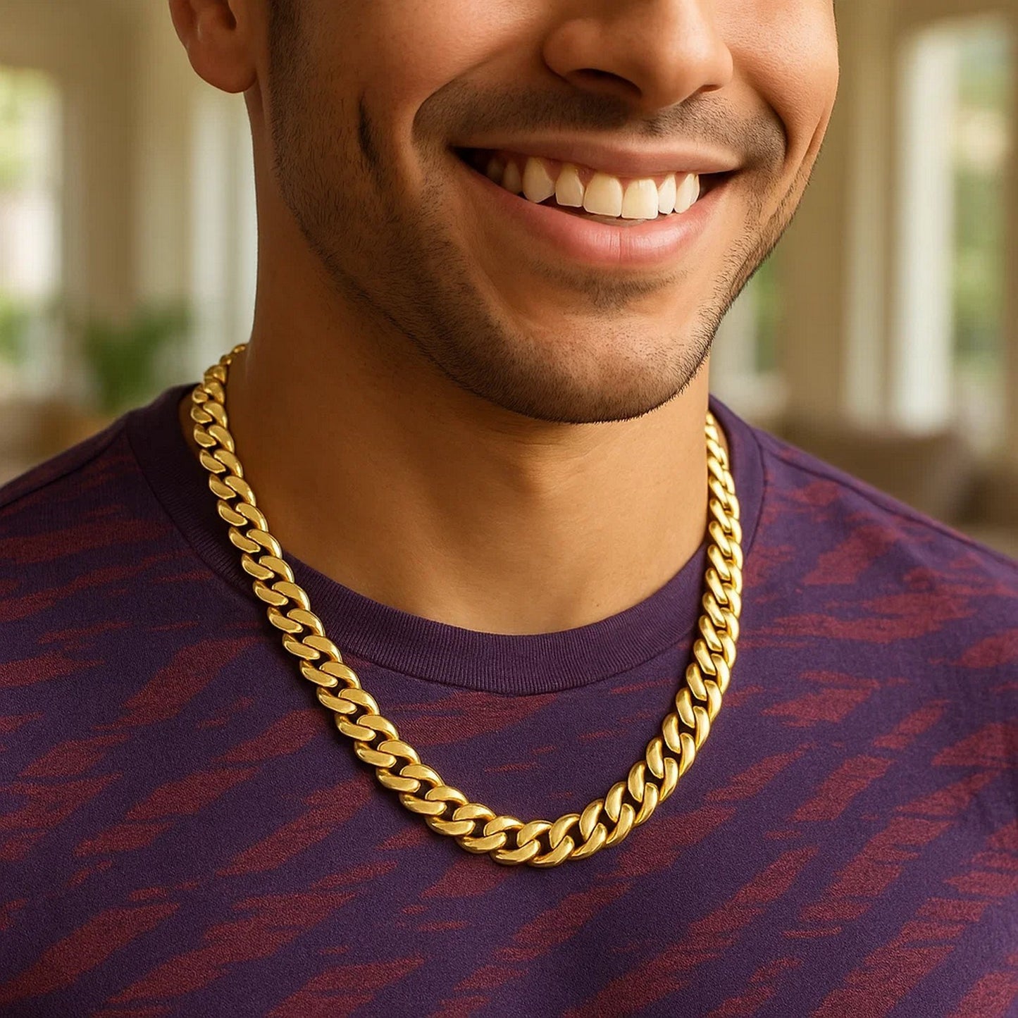 14K Yellow Gold Semi Solid Miami Cuban Chain Necklace (10.70mm) – True Pure Gold