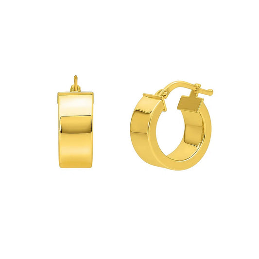Small Tube Hoop Earrings in 14K Yellow Gold