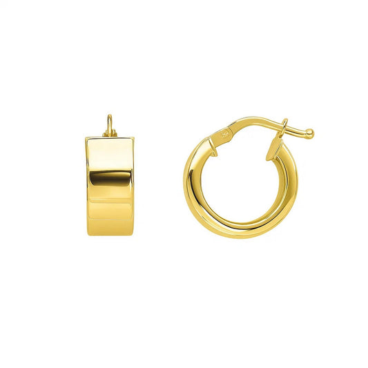 Small Tube Hoop Earrings in 14K Yellow Gold