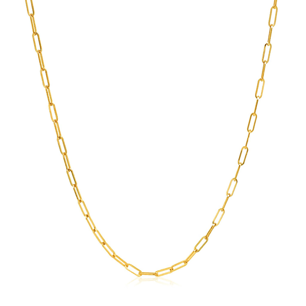 14K Yellow Gold Adjustable Paperclip Chain 1.50mm | Heart Dangle, Solid Gold