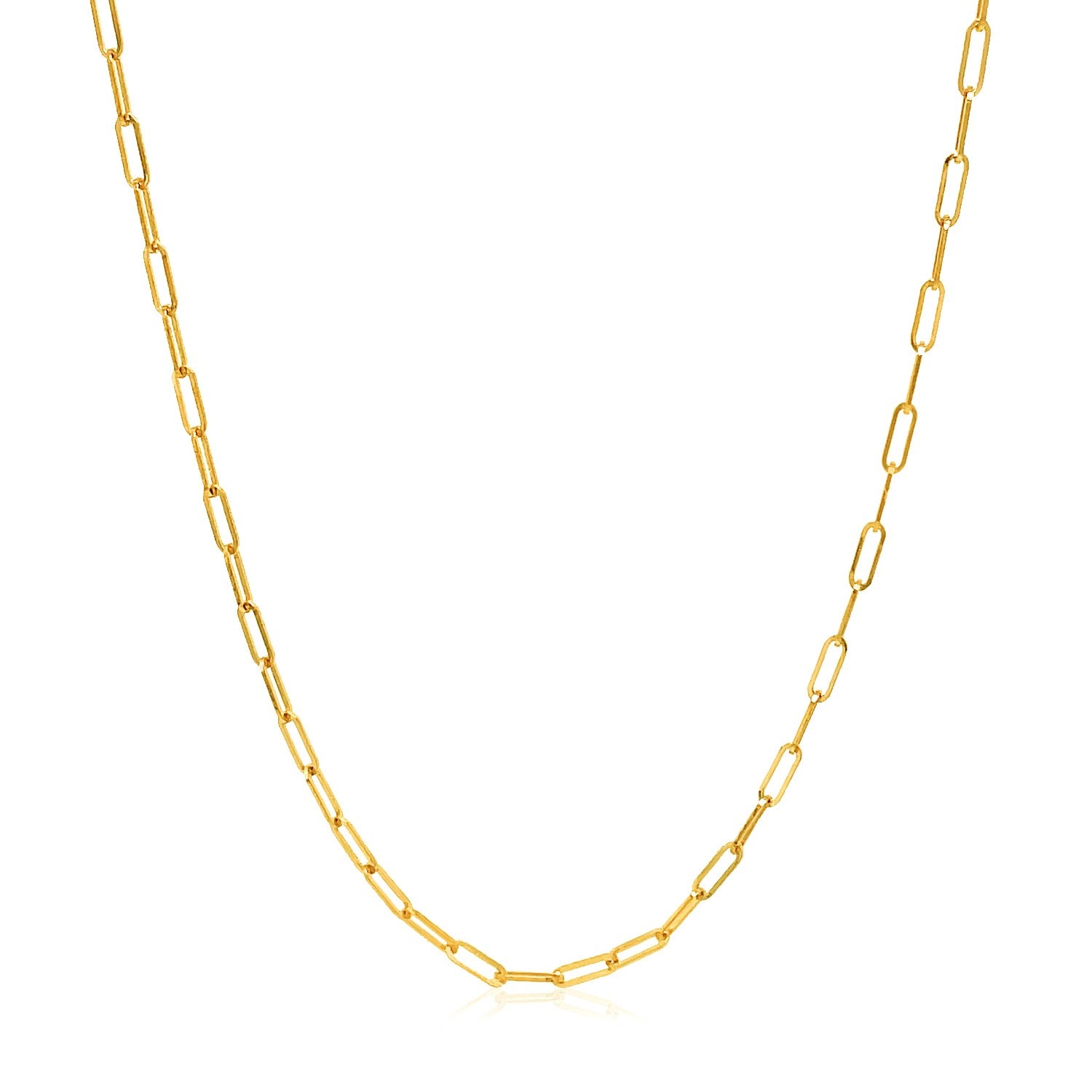 14K Yellow Gold Adjustable Paperclip Chain 1.50mm | Heart Dangle, Solid Gold