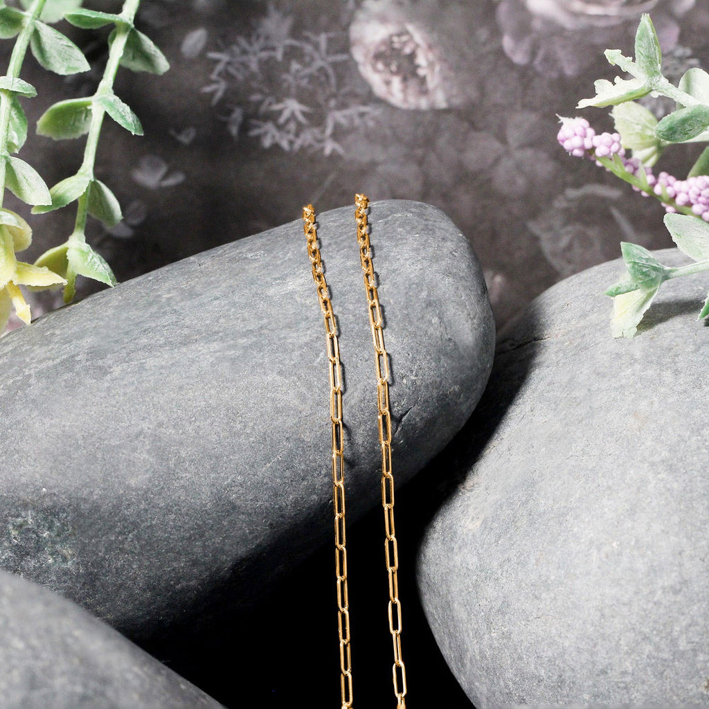 14K Yellow Gold Adjustable Paperclip Chain 1.50mm | Heart Dangle, Solid Gold