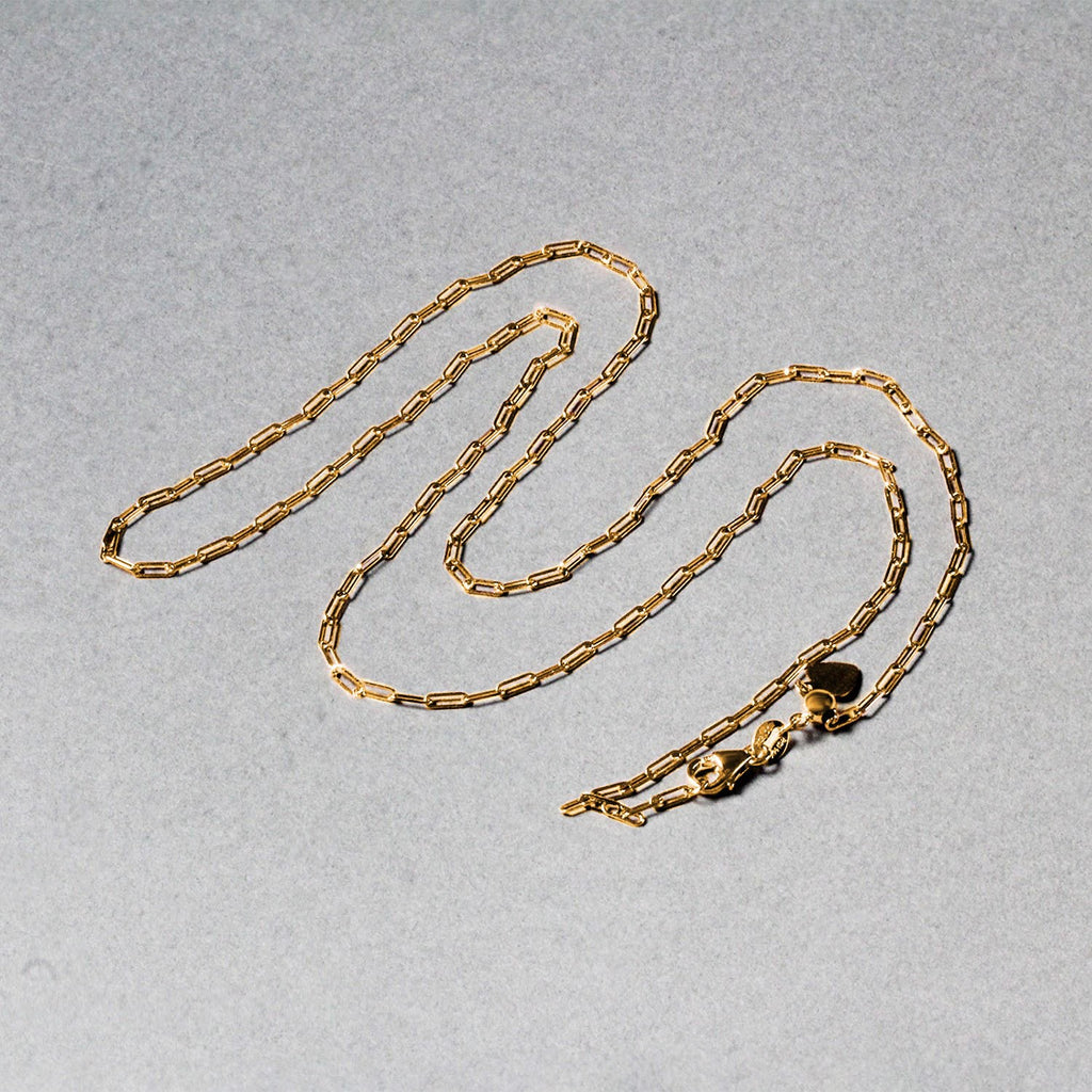 14K Yellow Gold Adjustable Paperclip Chain 1.50mm | Heart Dangle, Solid Gold