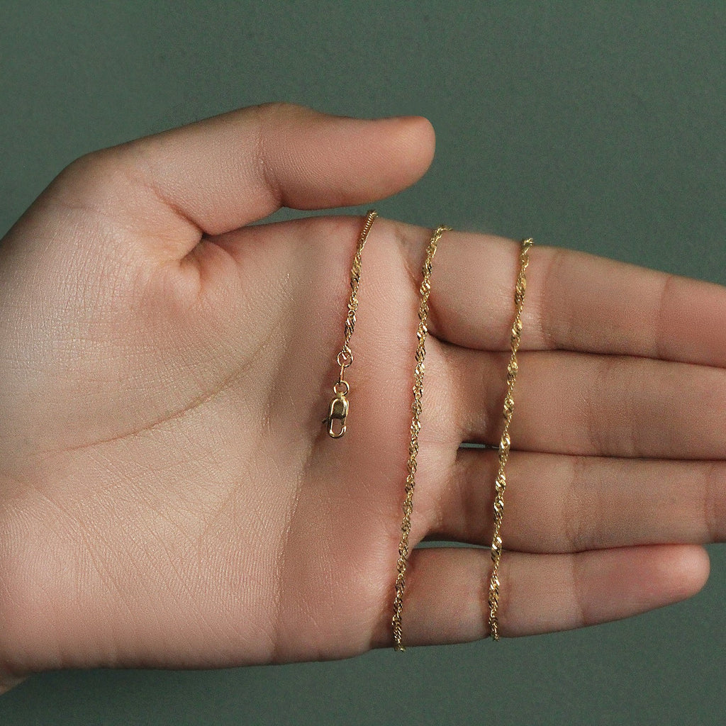 14K Yellow Gold Singapore Chain 1.80mm | Solid Gold, Lobster Clasp