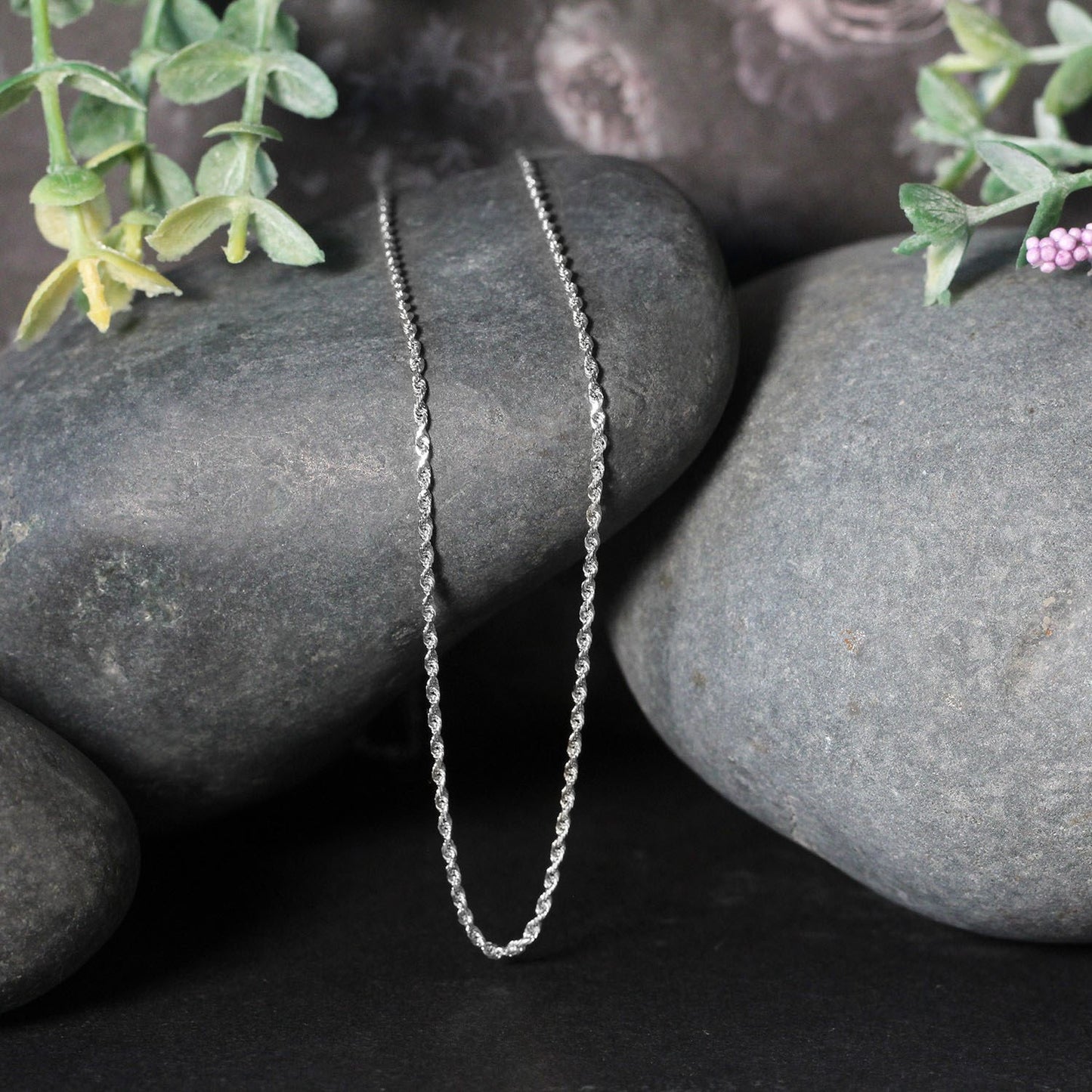 10K White Gold Solid Diamond Cut Rope Chain (1.40mm)
