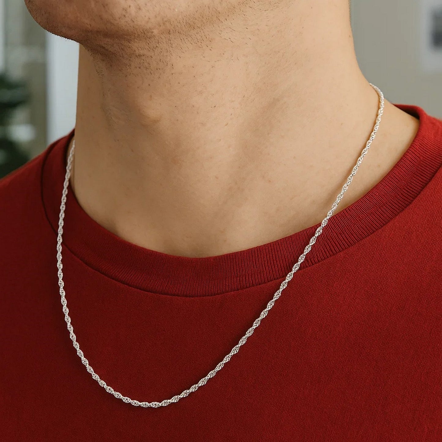 10K White Gold Solid Diamond Cut Rope Chain (1.40mm)