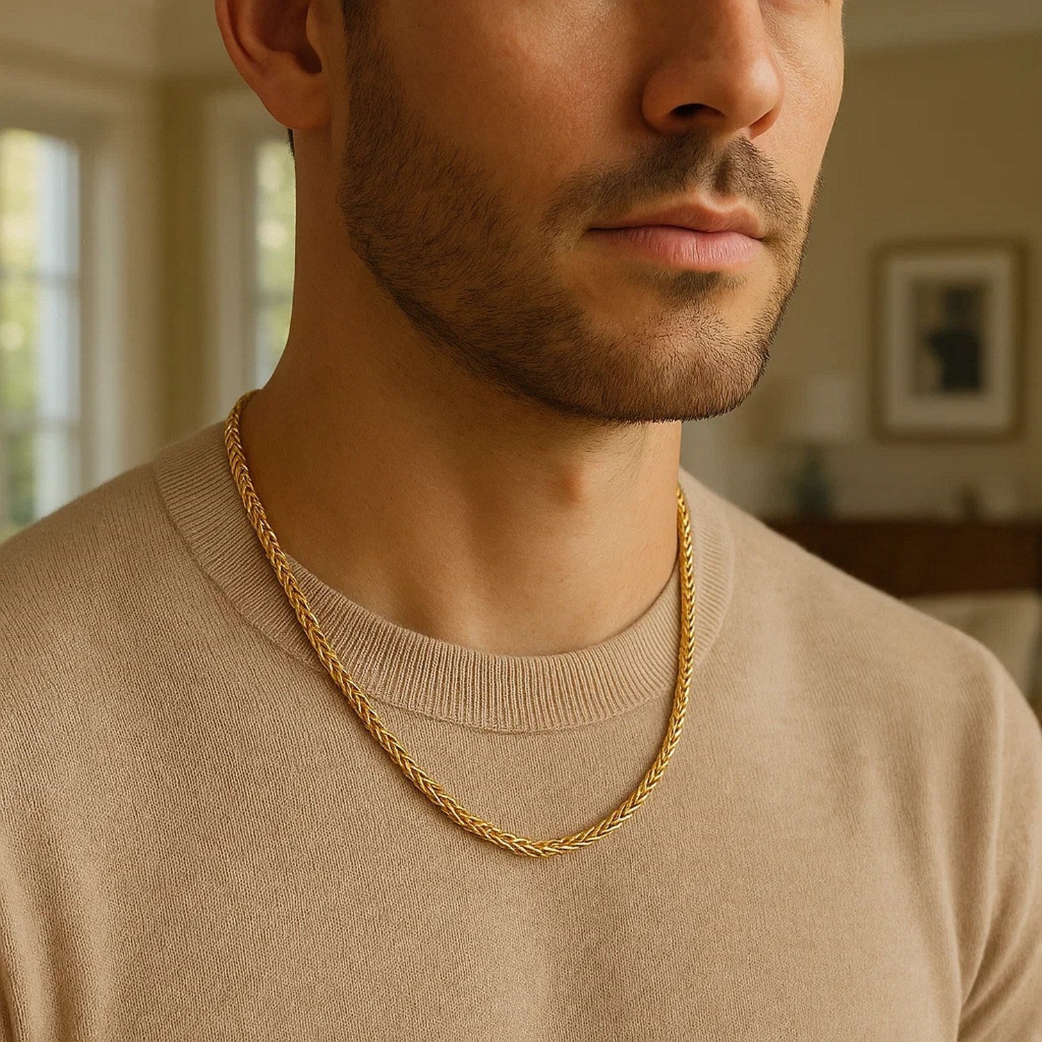 14K Yellow Gold Lightweight Wheat Chain – 2.80mm, Solid Gold
