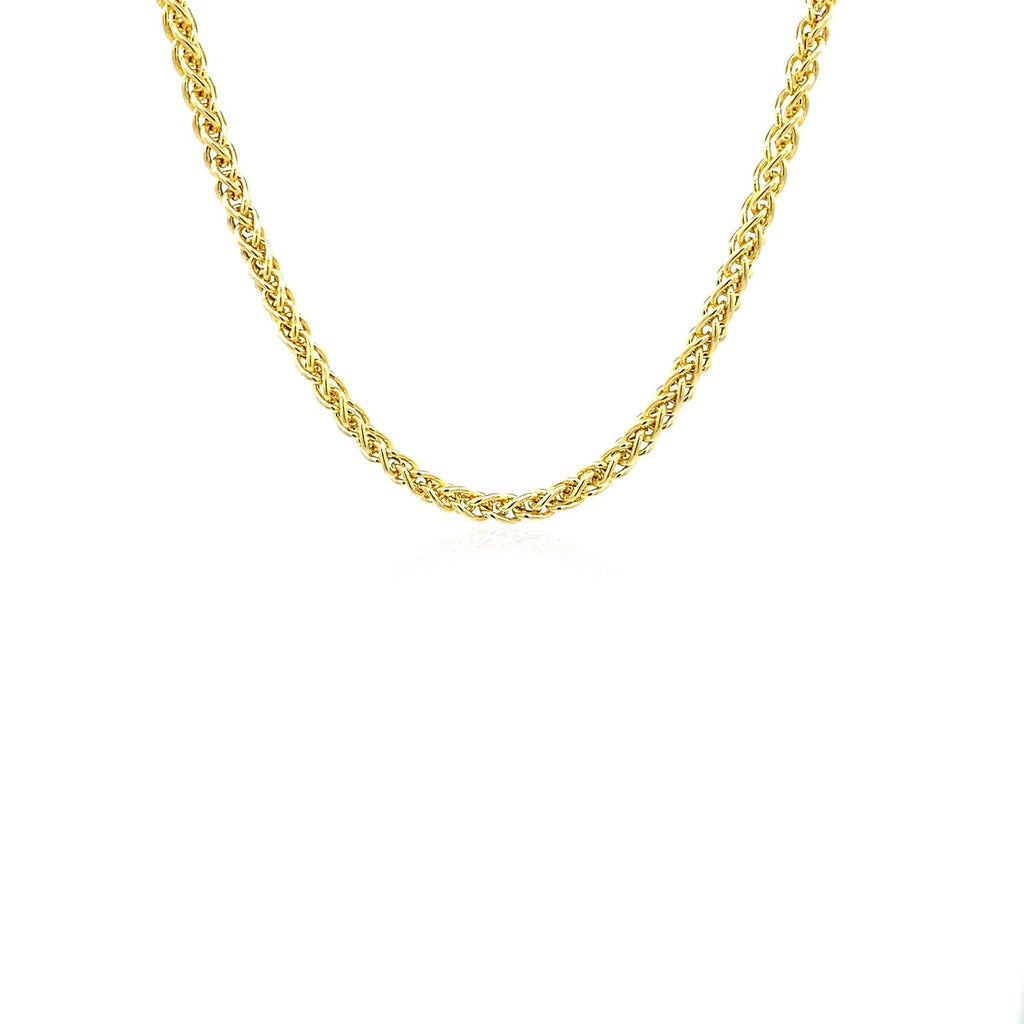 14K Yellow Gold Lightweight Wheat Chain – 2.80mm, Solid Gold