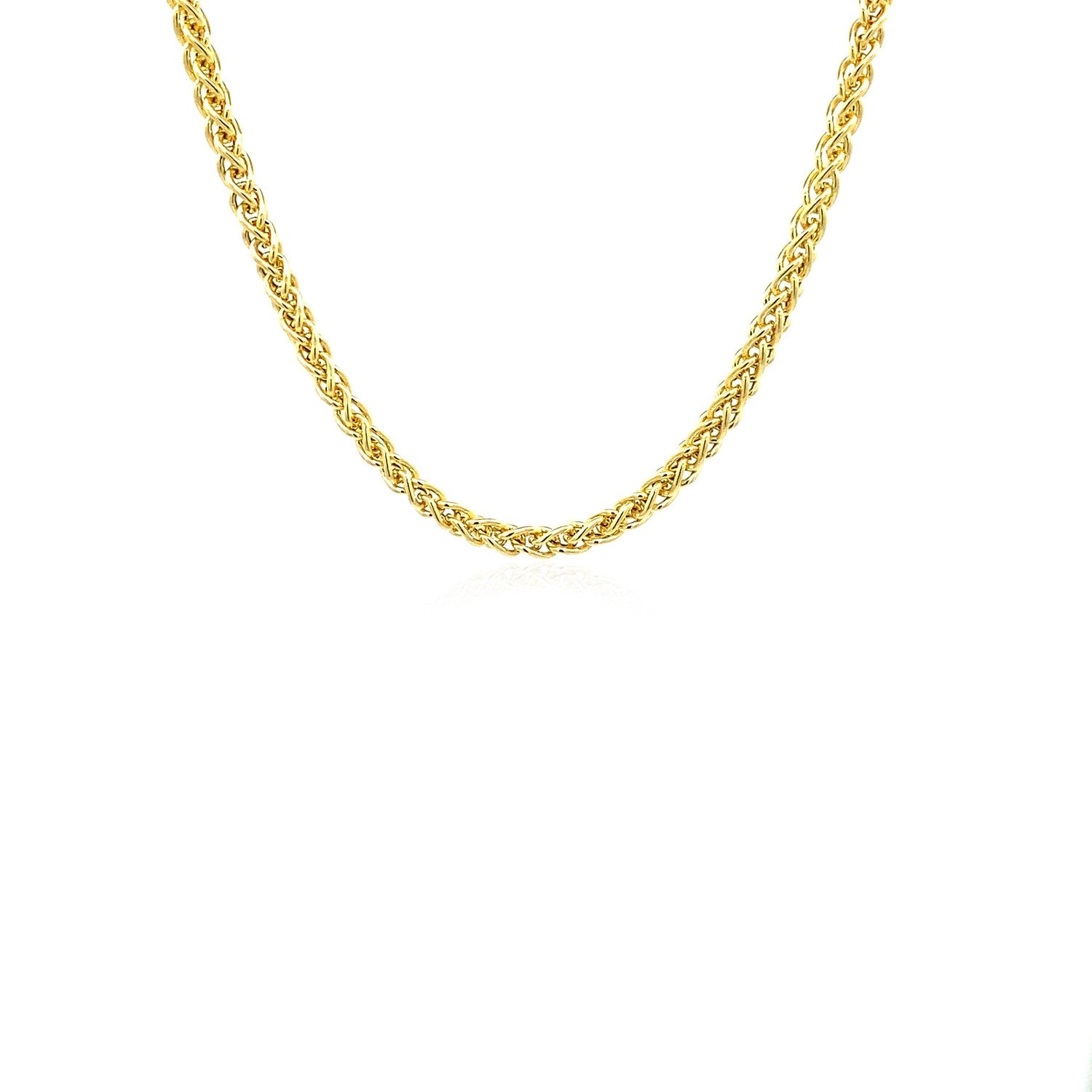 14K Yellow Gold Lightweight Wheat Chain – 2.80mm, Solid Gold