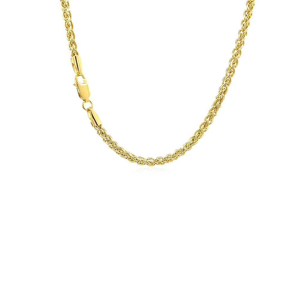 14K Yellow Gold Lightweight Wheat Chain – 2.80mm, Solid Gold