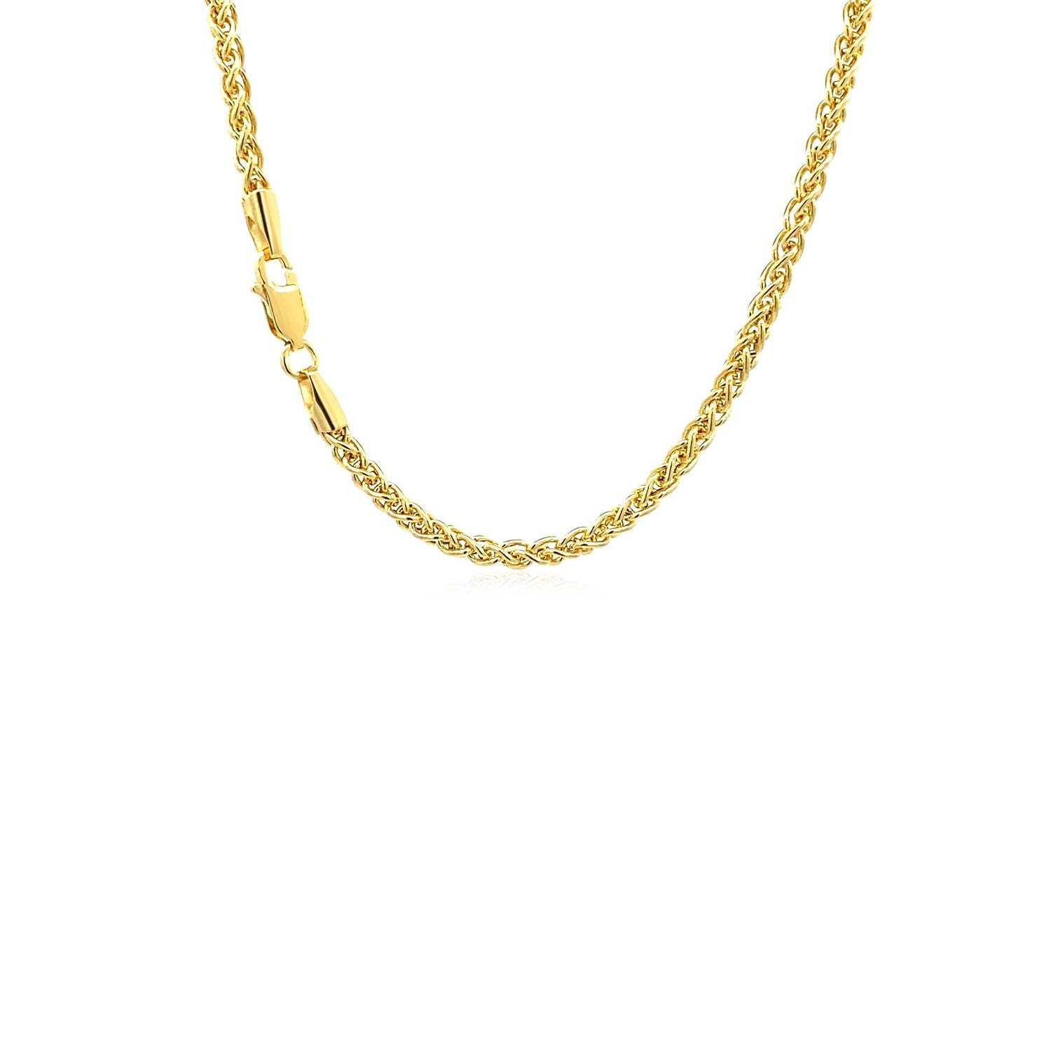 14K Yellow Gold Lightweight Wheat Chain – 2.80mm, Solid Gold