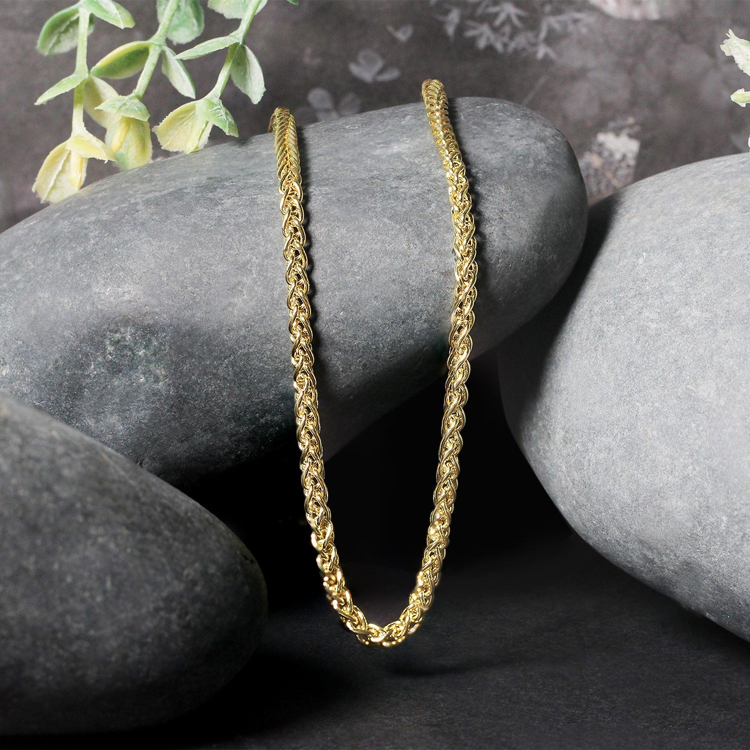 14K Yellow Gold Lightweight Wheat Chain – 2.80mm, Solid Gold