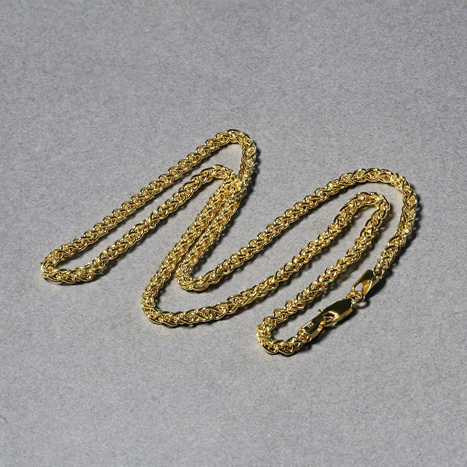 14K Yellow Gold Lightweight Wheat Chain – 2.80mm, Solid Gold