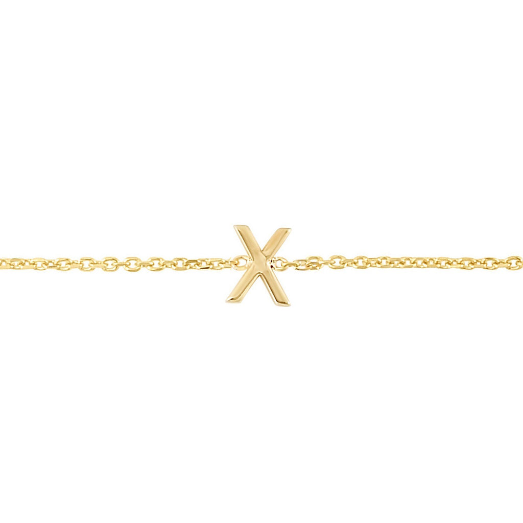 14K Yellow Gold Women's Mini Initial X Bracelet – 7 Inches – 14K Gold