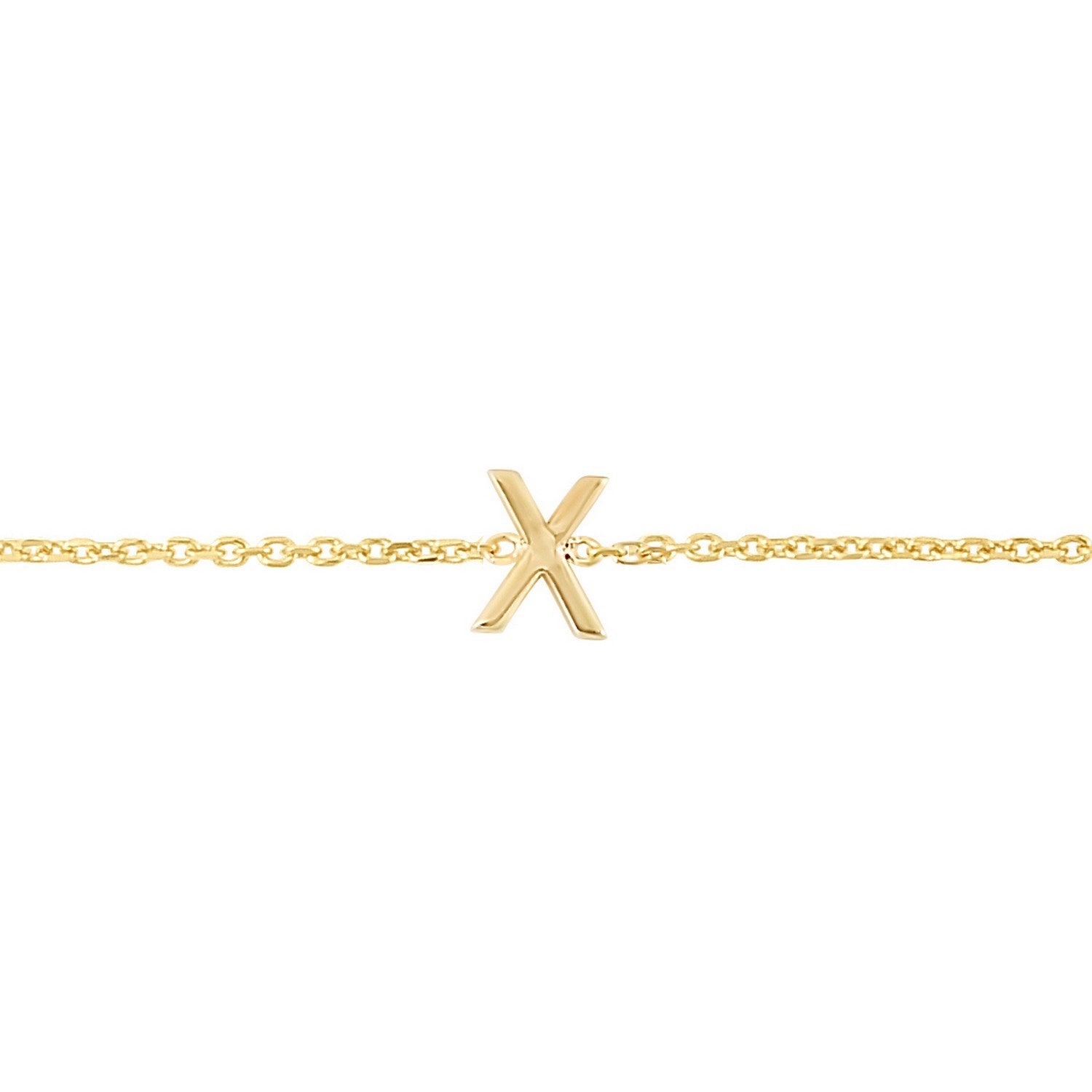 14K Yellow Gold Women's Mini Initial X Bracelet – 7 Inches – 14K Gold