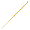14K Yellow Gold Heart Station Beaded Bracelet 7"