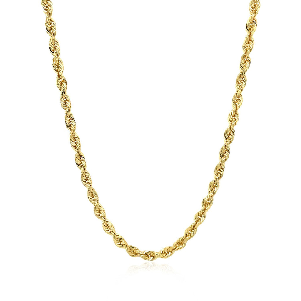 14K Yellow Gold Hollow Diamond Cut Rope Chain Necklace (3.20mm)