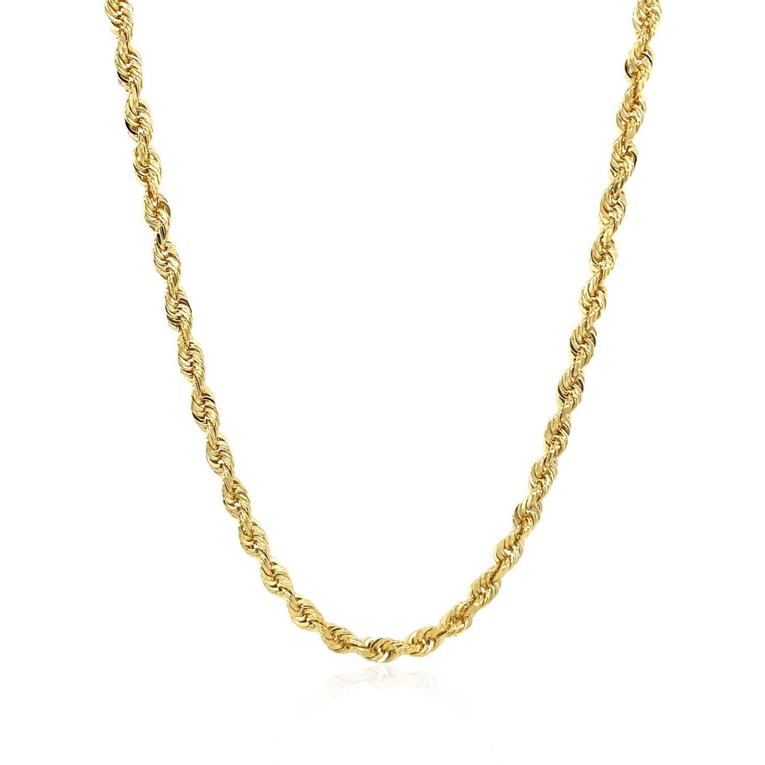 14K Yellow Gold Hollow Diamond Cut Rope Chain Necklace (3.20mm)