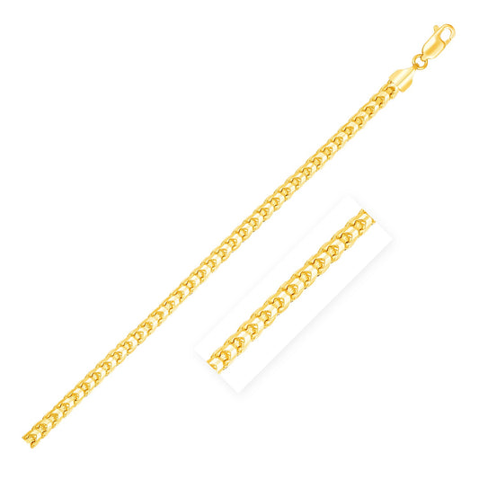 14K Yellow Gold Solid Diamond Cut Round Franco Chain Necklace (2.70mm)