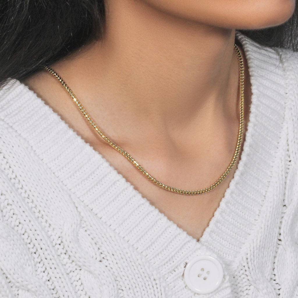 14K Yellow Gold Solid Diamond Cut Round Franco Chain Necklace (2.70mm)