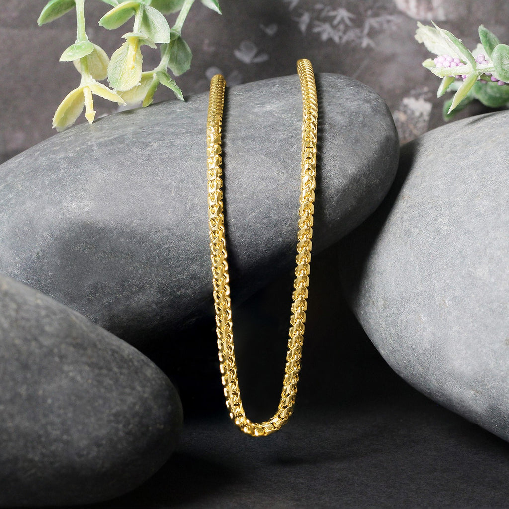 14K Yellow Gold Solid Diamond Cut Round Franco Chain Necklace (2.70mm)